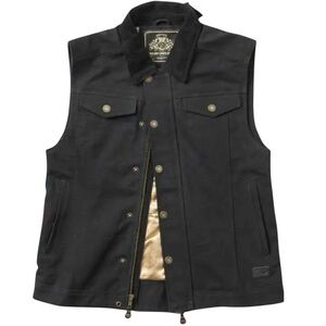 NEW Roland Sands Durable Heavyweight Waxed Cotton Vest in Black Sz L Motorcycle